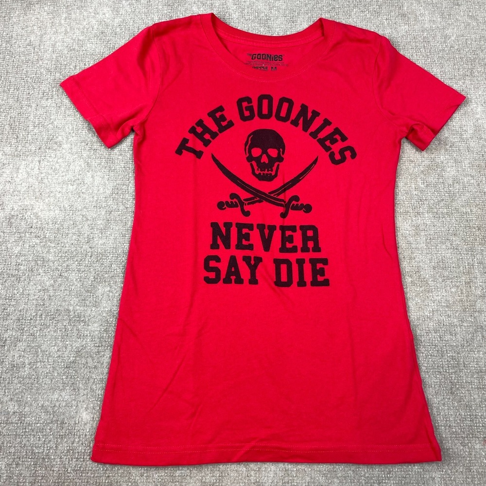 Ripple Junction The Goonies Never Say Die T-Shirt Women Medium Red Skull Graphic